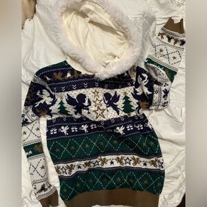 3  matching Christmas Sweaters-Angels and Trees Designs- 1 Large,2 Mediums Adult